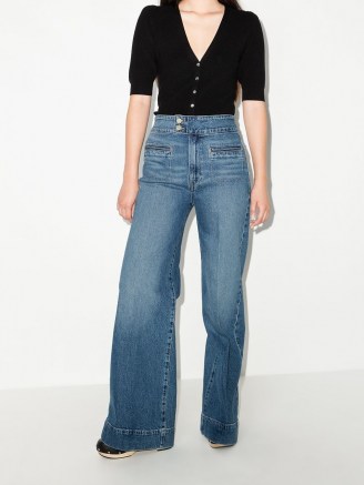 FRAME Le Hardy wide leg jeans ~ womens front pocket high waist denim jeans