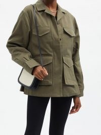TOTÊME Cargo-pocket green cotton-canvas jacket ~ womens khaki utility jackets ~ women’s designer utilitarian outerwear