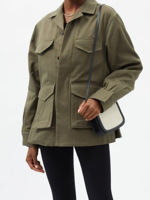TOTÊME Cargo-pocket green cotton-canvas jacket ~ womens khaki utility jackets ~ women’s designer utilitarian outerwear - flipped