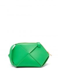 BOTTEGA VENETA Pouch mini green leather cross-body bag ~ womens designer crossbody bags ~ small woven design shoulder bag