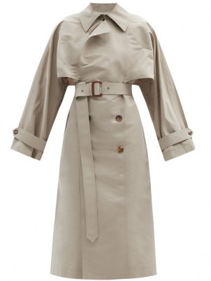 ALEXANDER MCQUEEN Faille trench coat | womens beige belted designer coats - flipped