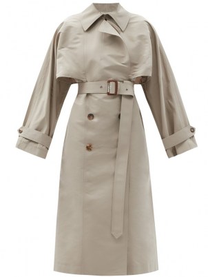 ALEXANDER MCQUEEN Faille trench coat | womens beige belted designer coats