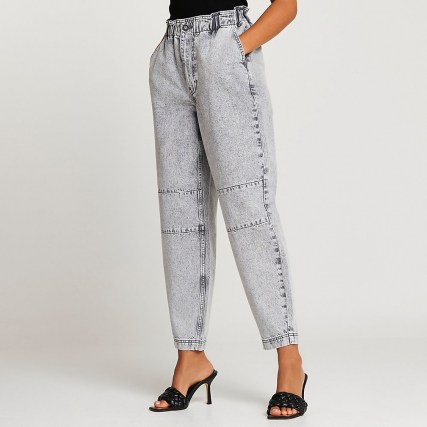 River Island Grey high waisted tapered jeans