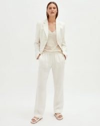 JIGSAW HERRINGBONE LINEN TROUSERS WHITE / womens summer trousers