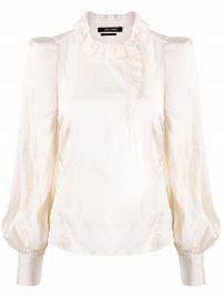 Isabel Marant Chadra long-sleeve silk blouse ~ womens romantic ruffle trim blouses