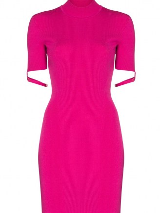 JACQUEMUS La Robe Torre short strapped sleeve rib knit dress in pink