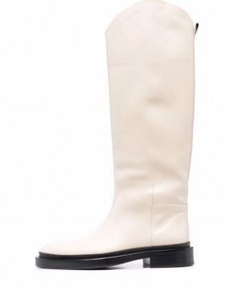 Jil Sander knee-length beige leather boots - flipped