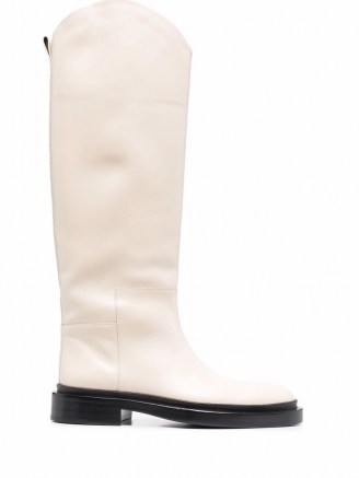 Jil Sander knee-length beige leather boots