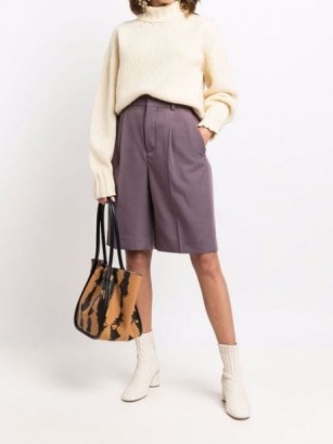 Jil Sander cream roll-neck knitted jumper | womens high neck jumpers | women’s neutral knitwear - flipped