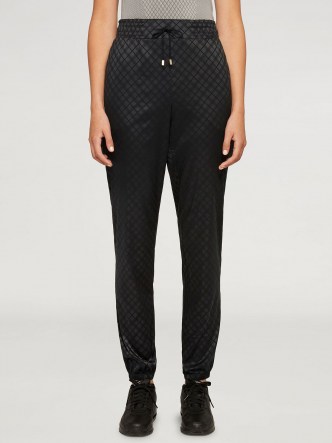 Wolford JYN TROUSERS Black / womens checked joggers / cuffed jogging bottoms / women’s sports fashion
