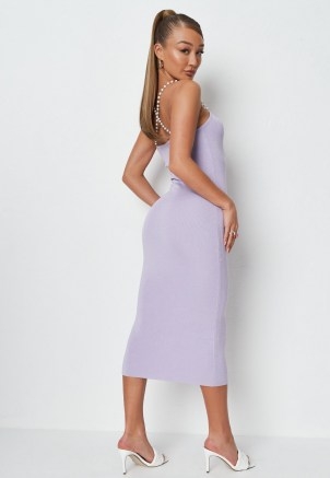 MISSGUIDED lilac rib pearl knit midaxi dress ~ glamorous going out dresses ~ womens summer evening glamour - flipped