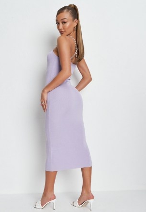 MISSGUIDED lilac rib pearl knit midaxi dress ~ glamorous going out dresses ~ womens summer evening glamour