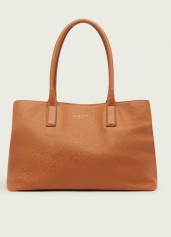 L.K. BENNETT LILLIAN TAN TUMBLED LEATHER TOTE BAG ~ classic carryall handbags ~ brown roomy top handle bags