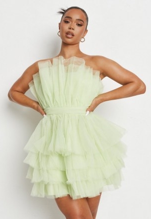 MISSGUIDED lime tulle ruffle bandeau ...