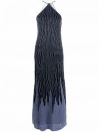 M Missoni halterneck lurex-detail knit dress blue/black / glamorous metallic thread evening evening dresses