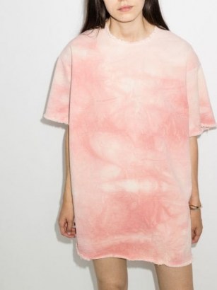 Marques’Almeida tie-dye T-shirt organic cotton dress ~ pink short sleeve tee dresses - flipped