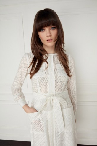 jane Atelier MAYFLOWER SHEER SPOT DRESS / chic long sleeve tie waist dresses / goat fashion - flipped