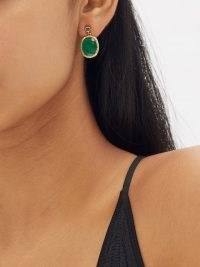 JADE JAGGER Maiden emerald & 18kt gold earrings ~ luxe oval green gemstone drops ~ womens fine jewellery