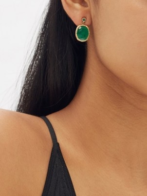 JADE JAGGER Maiden emerald & 18kt gold earrings ~ luxe oval green gemstone drops ~ womens fine jewellery - flipped