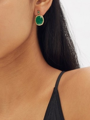 JADE JAGGER Maiden emerald & 18kt gold earrings ~ luxe oval green gemstone drops ~ womens fine jewellery
