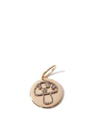 ROSA DE LA CRUZ Mushroom diamond & 18kt gold charm ~ womens fine jewellery ~ round pendants with diamonds ~ pendant charms - flipped