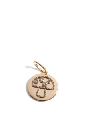 ROSA DE LA CRUZ Mushroom diamond & 18kt gold charm ~ womens fine jewellery ~ round pendants with diamonds ~ pendant charms