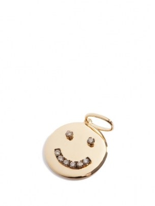 ROSA DE LA CRUZ Smile diamond & 18kt gold charm ~ round smiley face pendant charms ~ womens fine jewellery ~ luxe pendants