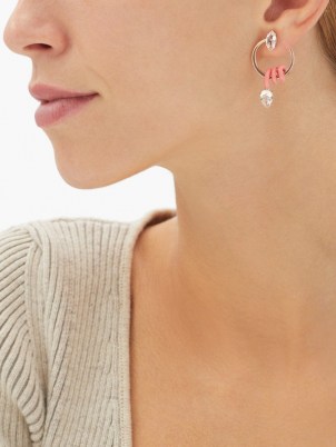 BEA BONGIASCA Vine 9kt rose-gold pink enamel hoop earrings / crystal drop hoops / womens sculptural contemporary jewellery