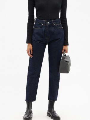 OFFICINE GÉNÉRALE Dana cropped straight-leg jeans | womens dark wash blue denim crop leg jeans | high rise waist - flipped