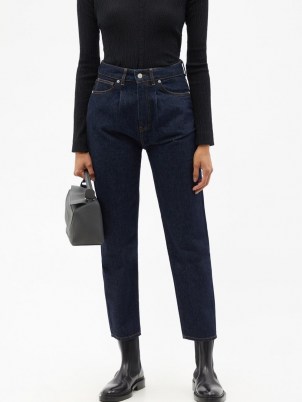 OFFICINE GÉNÉRALE Dana cropped straight-leg jeans | womens dark wash blue denim crop leg jeans | high rise waist