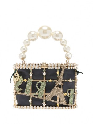 ROSANTICA Holli Paris crystal-embellished cage handbag / glamorous top handle evening bags / glitzy occasion handbag / glittering crystals / party glamour - flipped
