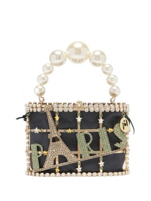 ROSANTICA Holli Paris crystal-embellished cage handbag / glamorous top handle evening bags / glitzy occasion handbag / glittering crystals / party glamour