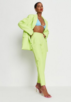 MISSGUIDED neon green co ord cigarette trousers - flipped