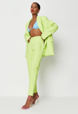 MISSGUIDED neon green co ord cigarette trousers