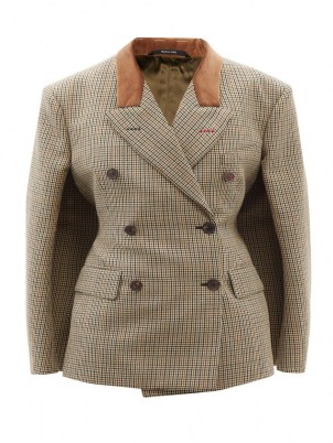 MAISON MARGIELA Double-breasted houndstooth wool cape jacket ~ women’s chic dogtooth jackets ~ womens designer outerwear