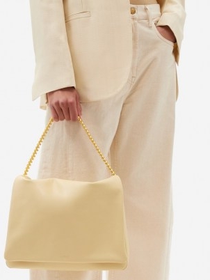 NEOUS Orbit chain-strap cream leather shoulder bag | luxe flap closured handbags | chic bags