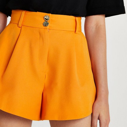 RIVER ISLAND Orange structured paperbag shorts