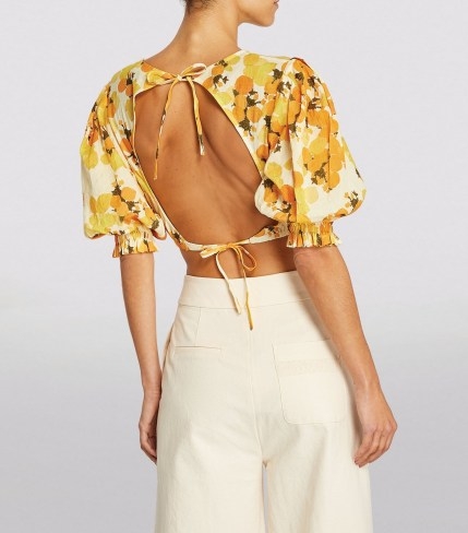 PEONY Vacation Crop Top in Citrus / cropped open back tops / womens fruit print summer fashion - flipped