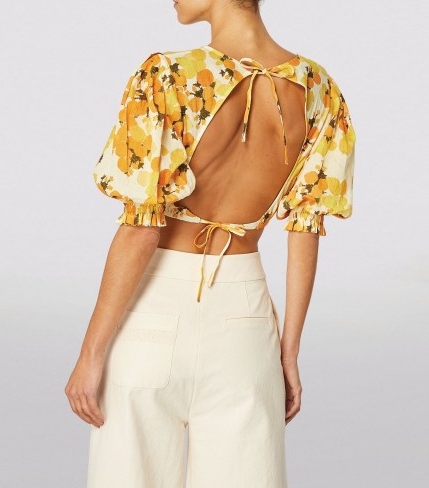 PEONY Vacation Crop Top in Citrus / cropped open back tops / womens fruit print summer fashion