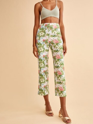 REFORMATION Pinegrove Linen Pant Summer Of Love / womens floral print crop leg trousers - flipped