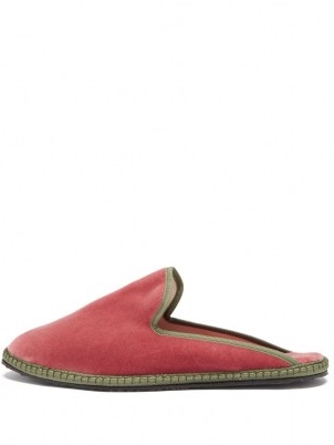 VIBI VENEZIA Backless pink velvet furlane slippers