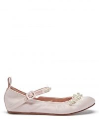 SIMONE ROCHA Beaded pink satin Mary Jane flats / bead embellished flat shoes / feminine ballerinas / luxe ballerina Mary Janes