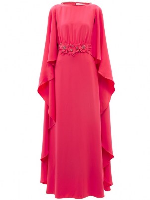 CAROLINA HERRERA Pink cape-back floral-appliqué crepe gown ~ elegant event gowns ~ womens designer occasion dresses