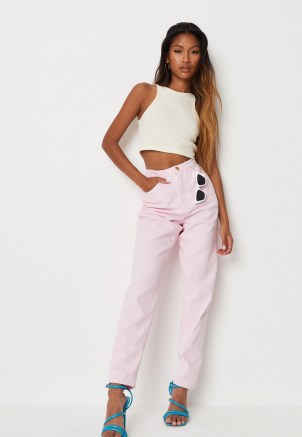 MISSGUIDED pink co ord pale wash riot jeans ~ womens on trend denim fashion