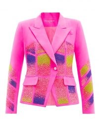 GERMANIER Pink crystal-embellished upcycled twill blazer ~ womens glamorous bead covered blazers ~ women’s bright jackets