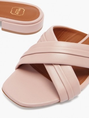 MALONE SOULIERS Gavi pink crossover-strap leather slides ~ womens open toe sliders