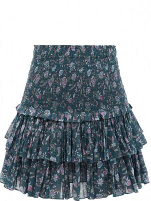 ISABEL MARANT ÉTOILE Naomi high-rise floral-print cotton mini skirt ~ ruffle layered skirts ~ feminine fashion - flipped