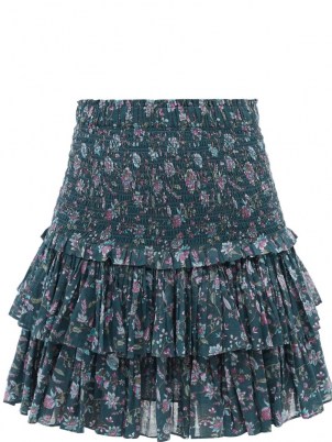 ISABEL MARANT ÉTOILE Naomi high-rise floral-print cotton mini skirt ~ ruffle layered skirts ~ feminine fashion