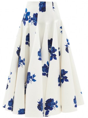 EMILIA WICKSTEAD Vonda godet-insert floral-print faille maxi skirt ~ flared hem skirts ~ romantic fashion - flipped