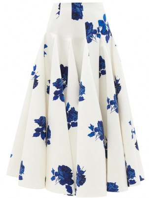 EMILIA WICKSTEAD Vonda godet-insert floral-print faille maxi skirt ~ flared hem skirts ~ romantic fashion